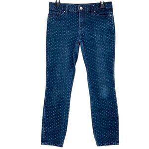Club Monaco Cropped Pin-dot Jeans in Blue/White Women’s 6